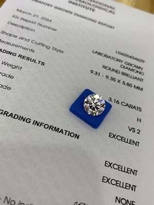 comprar 3.16CT H VS2 3EX Corte redondo CVD Laboratório Diamante LG626434629 online manufacture