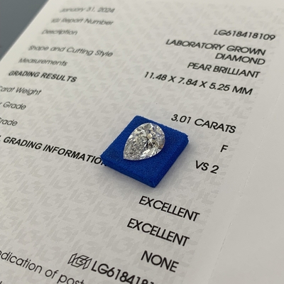 comprar 3.01CT F Cor VS2 Claridade 2EX Forma de pera Diamante cultivado em laboratório online manufacture