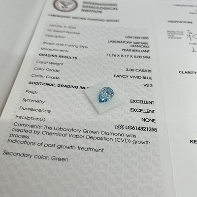 comprar 3 quilates de diamante de laboratório VIVO PEIRO AZUL VS2 online manufacture