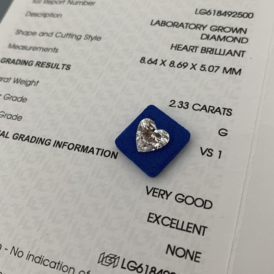 comprar 2.33ct Diamante cultivado em laboratório CVD cortado no coração G VS1 2EX N IGI Diamantes artificiais online manufacture
