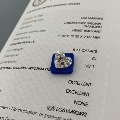 comprar 5.71 quilates VS1 G Fabricado em laboratório Diamantes Forma de coração OEM ODM online manufacture