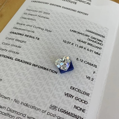 comprar 5.12ct Laboratório cardíaco Diamante cultivado VDC F VS2 2EX N IGI LG566326236 online manufacture