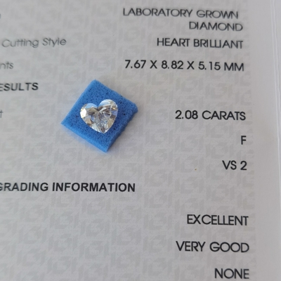comprar 2.08ct CVD em forma de coração Diamante de laboratório VS2 F OEM ODM online manufacture