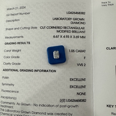 comprar HYF 2.06ct Crescido em laboratório Diamante de corte radiante VVS2 Claridade F Cor online manufacture