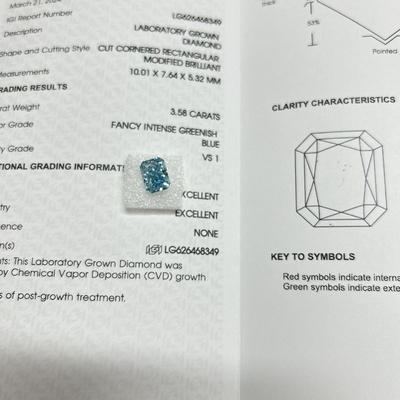 comprar Diamantes azuis feitos pelo homem Criado em laboratório Diamante de corte radiante VS2 3,58 quilates online manufacture