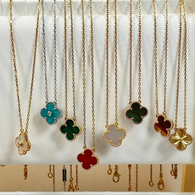 comprar Jóias de Malaquita 18k Colar de ouro maciço réplica de jóias VAN Colar de trevo de quatro folhas online manufacture