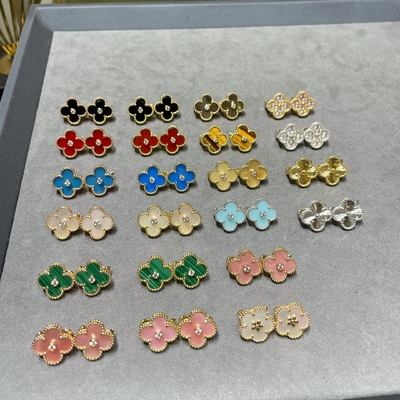 comprar 18k brincos de ouro maciço jóias de ágata réplica jóias VAN brincos de trevo de quatro folhas online manufacture