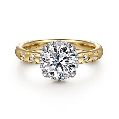 comprar 18K 14K 10K ouro maciço personalizado laboratório criado diamantes halo anéis de noivado online manufacture