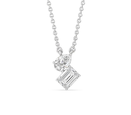comprar Colar de diamante de corte de esmeralda redonda em 18K 14K 10K ouro sólido Claridade CVD online manufacture