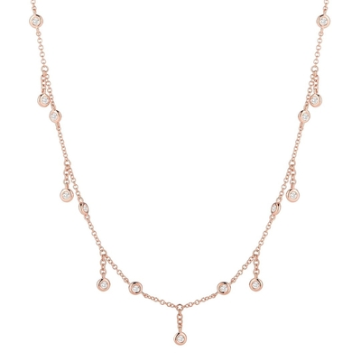 comprar 18K ouro maciço corte redondo Bezel laboratório crescido Diamante colar com pedra preciosa DEFGH online manufacture