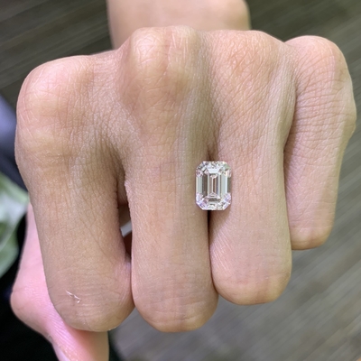 3.52CT Esmeralda Corte Diamante de Laboratório Crescido VVS2 Claridade E Cor