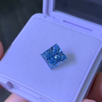 3.2CT Fancy Intense Blue VS1 2EX CVD Laboratório Crescido Diamond Princess Cut