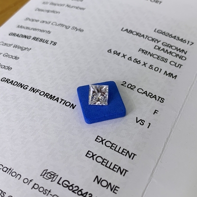 2.02 quilates F VS1 2EX CVD Princess Cut Lab Diamante OEM ODM