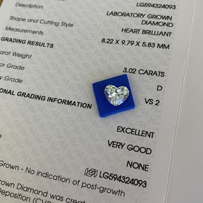 3.02 quilates em forma de coração Diamantes de laboratório D Cor VS2