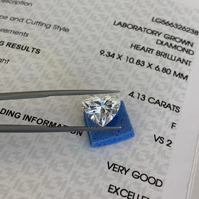 4.13ct VS2 Claridade F Cor Laboratório Coração Crescido Diamante Certificado IGI