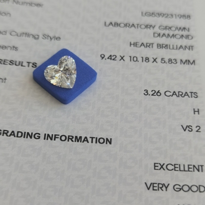 3.26ct Laboratório em forma de coração Diamante CVD H VS2 2EX N IGI LG539231988
