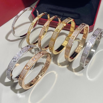 GH VS Bracelete de Amor de Diamante Pavimentado Pulseira de Amor de Diamante Natural