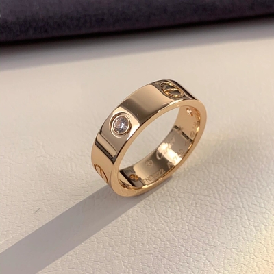Anel de casamento de amor 3 diamantes 18k ouro 0,22 quilates GH-SI1
