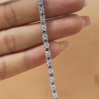 Ouro Sólido Claridade CVD Corte Redondo Bezel Laboratório Crescido Pulseiras de Diamante 18K 14K 10K Tipo Metal
